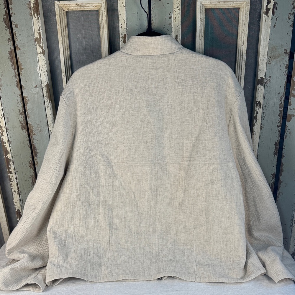 Banana Republic Bella Cotton Linen Light Tan Bomber Jacket XL - Picture 5 of 16